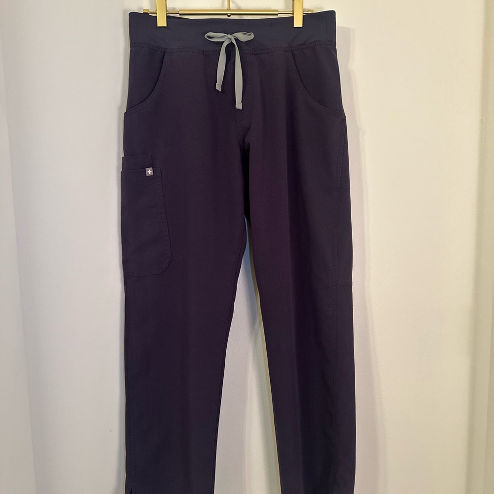 Figs women's purple straight leg with Gray Drawstring